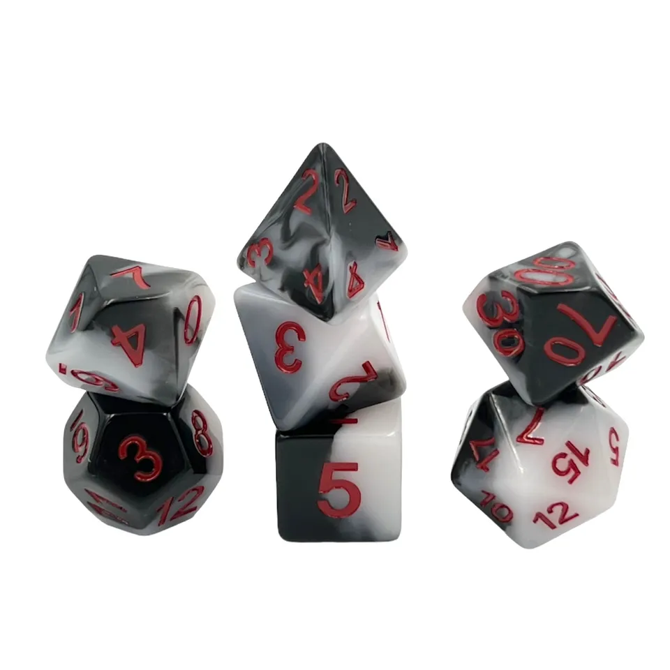 dice4friends-7-teiliges-rpg-w-rfelset-warrior-schwarz-wei image 1