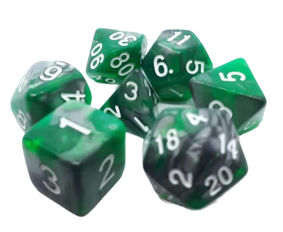 dice4friends-7-teiliges-rpg-w-rfelset-dragon-skin-grau-gr-n-7-w-rfel image 1