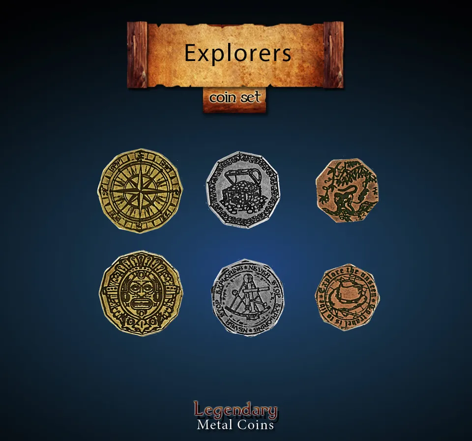 drawlab-legendary-metal-coins-explorers-m-nzset-metall-20-st-ck image 1