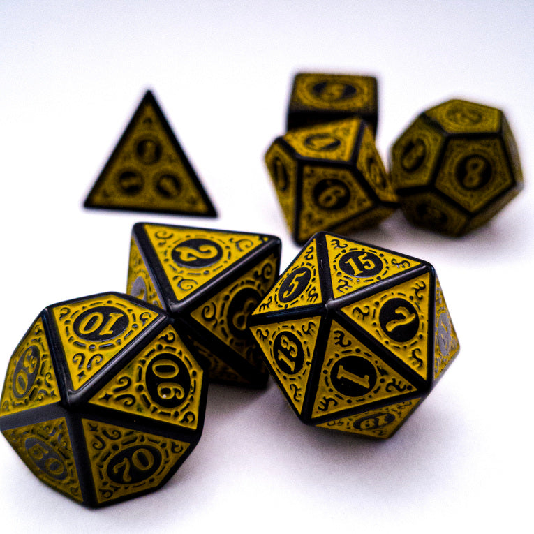 drawlab-rpg-dice-sets-yellow-quest-w-rfelset-7-teilig-gelb image 1