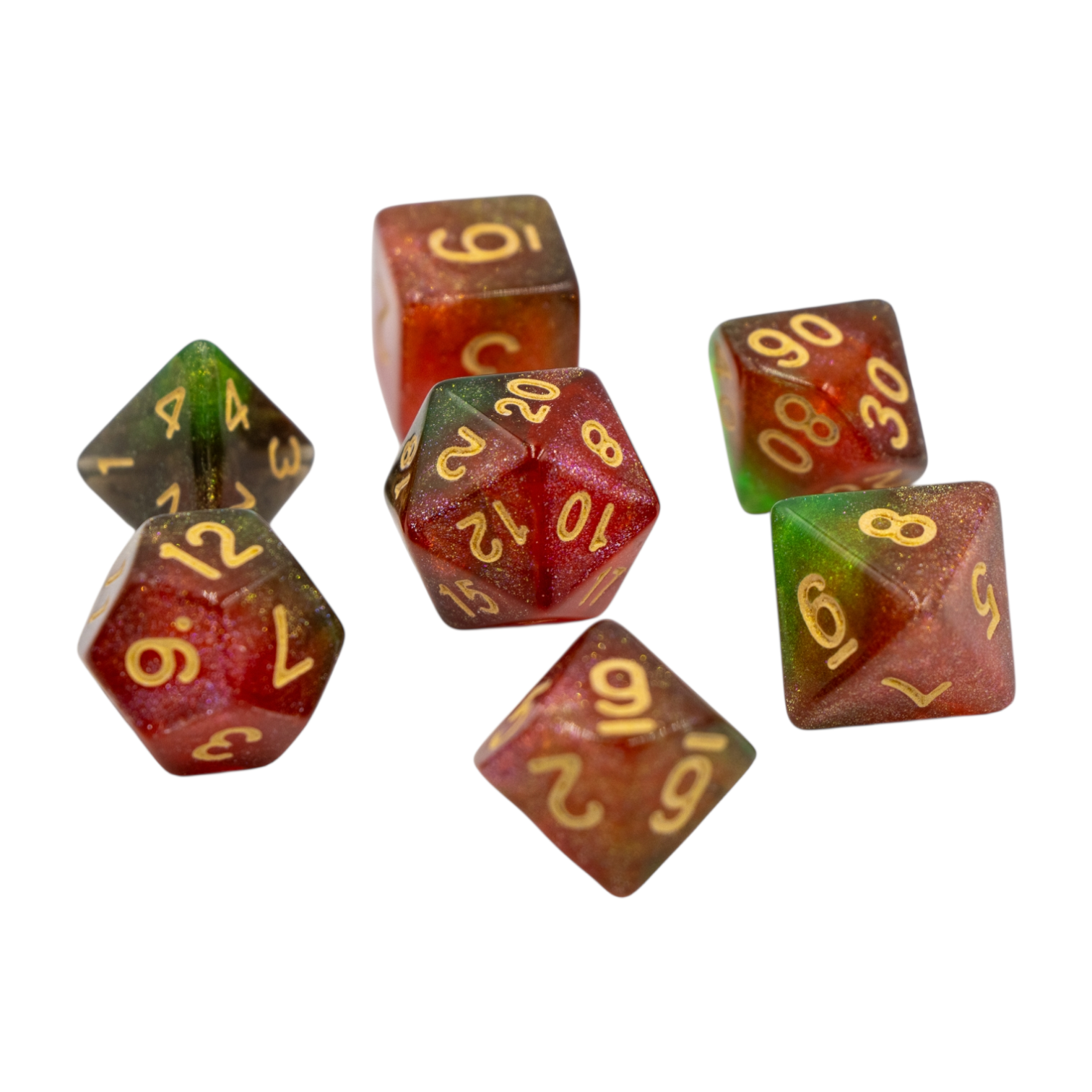 dice4friends-galaxy-watermelon-w-rfelset-7-teilig-rot-gr-n-glitzer image 2