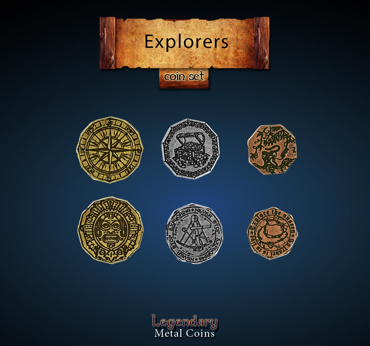 drawlab-legendary-metal-coins-explorers-m-nzset-metall-20-st-ck image 1