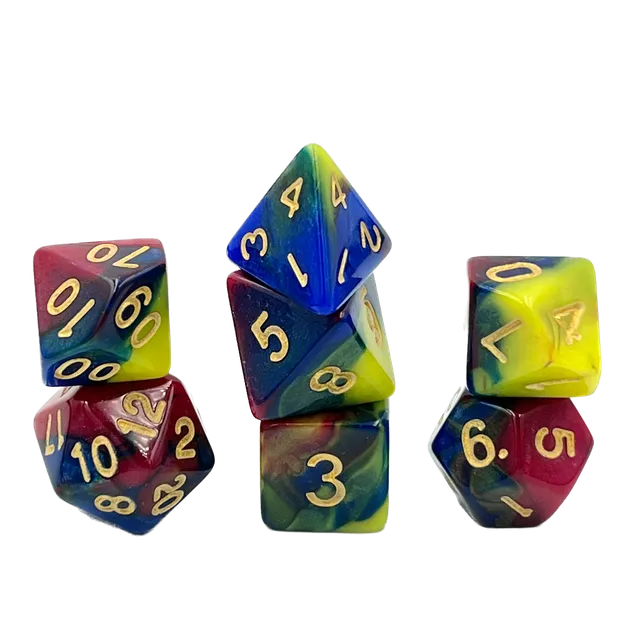 dice4friends-rpg-wu00fcrfel-set-harlekin-7-teilig-mehrfarbig-gold image 1