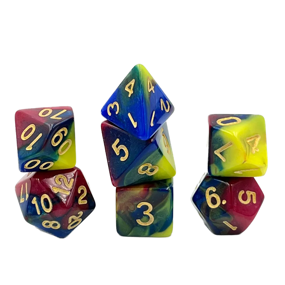 dice4friends-rpg-wu00fcrfel-set-harlekin-7-teilig-mehrfarbig-gold image 1