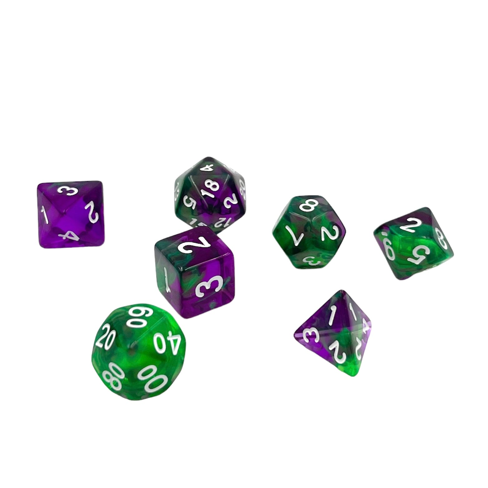 dice4friends-transparent-w-rfelset-violet-evergreen-lila-gr-n-7-tlg image 3