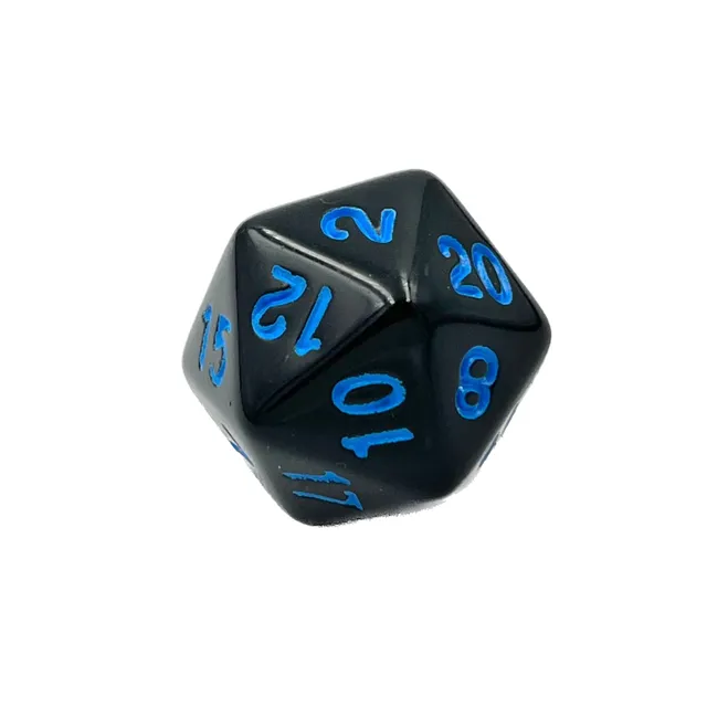 dice4friends-einzelw-rfel-d20-w-rfel-schwarz-1er-blaue-ziffern image 1