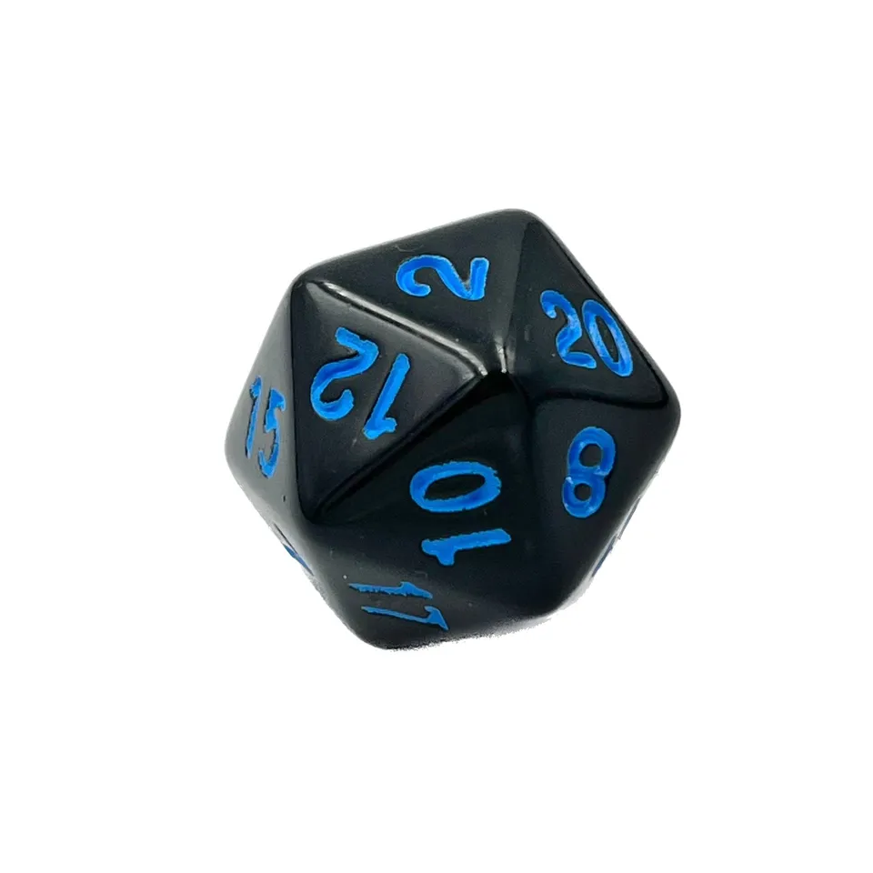 dice4friends-einzelw-rfel-d20-w-rfel-schwarz-1er-blaue-ziffern image 1