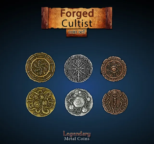 drawlab-legendary-metal-coins-cultist-m-nzset-20-metallm-nzen-horror image 1