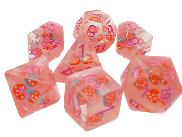 dice4friends-7-teiliges-rpg-w-rfelset-strawberry-w-rfel-transparent image 1
