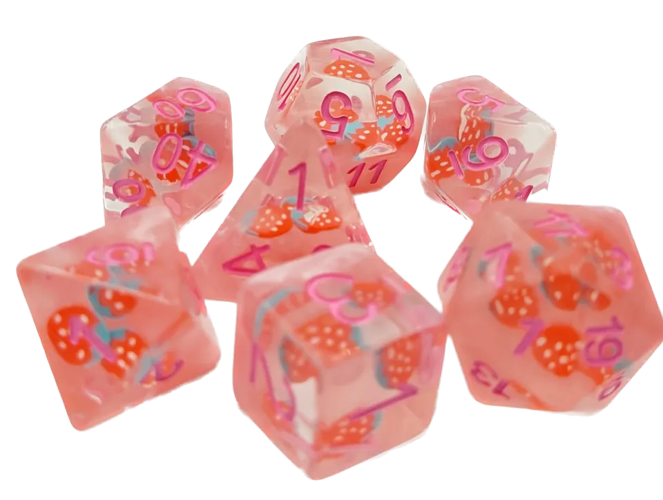 dice4friends-7-teiliges-rpg-w-rfelset-strawberry-w-rfel-transparent image 1