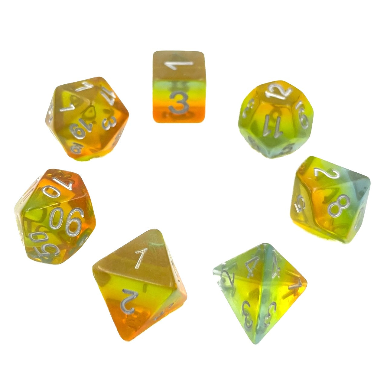dice4friends-7-teiliges-rpg-w-rfelset-yellow-aurora-transparent-7er image 2