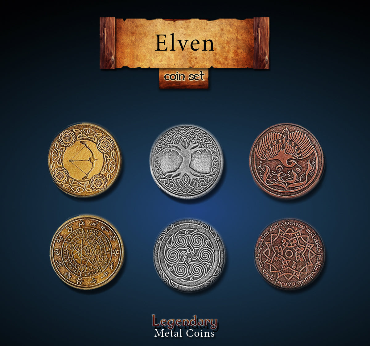 drawlab-legendary-metal-coins-elven-set-metallm-nzen-20er image 1