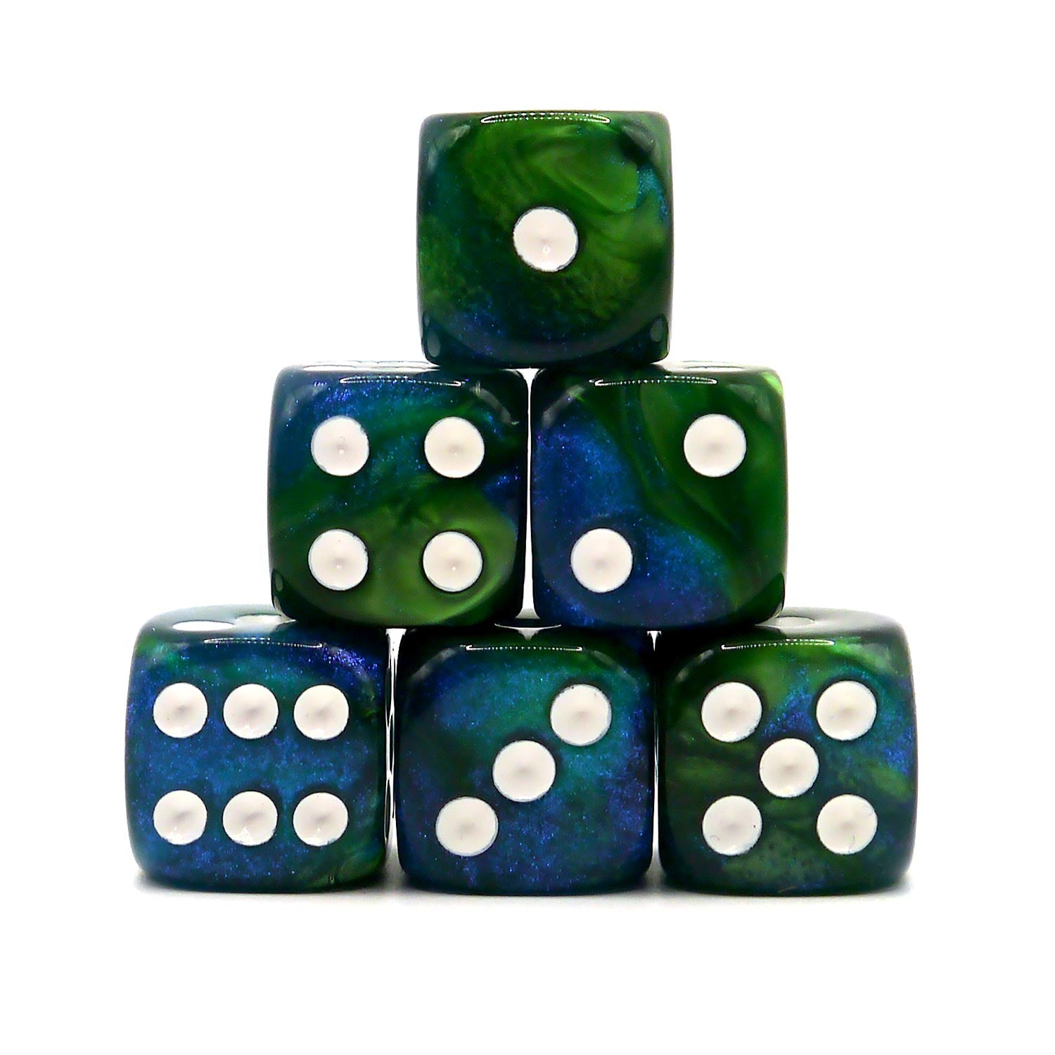 dice4friends-d6-w-rfelset-galaxy-green-blue-6-w-rfel-16mm image 1