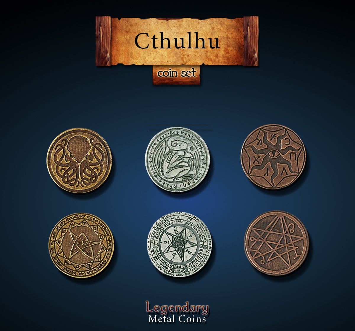 drawlab-legendary-metal-coins-cthulhu-metallm-nzen-20-st-ck-horror image 1