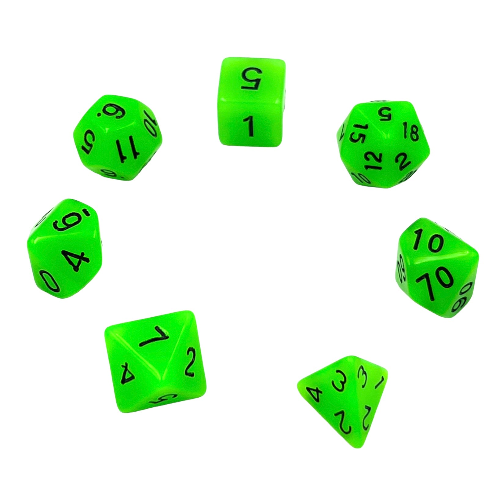 dice4friends-7-teiliges-rpg-w-rfelset-glow-green-nachtleuchtend-gr-n image 2