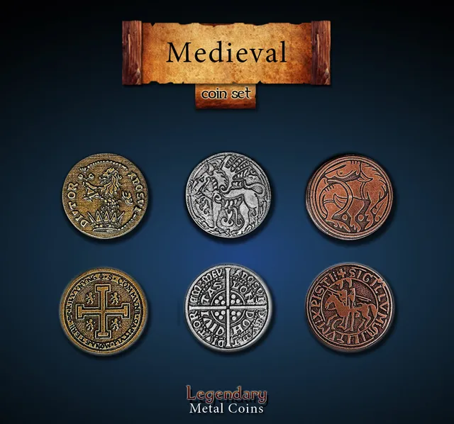 drawlab-legendary-metal-coins-medieval-set-metallm-nzen-20er image 1