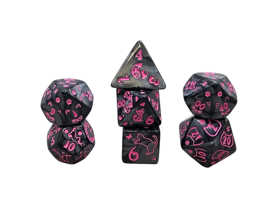 dice4friends-7-teiliges-rpg-w-rfelset-cat-black-pink image 1