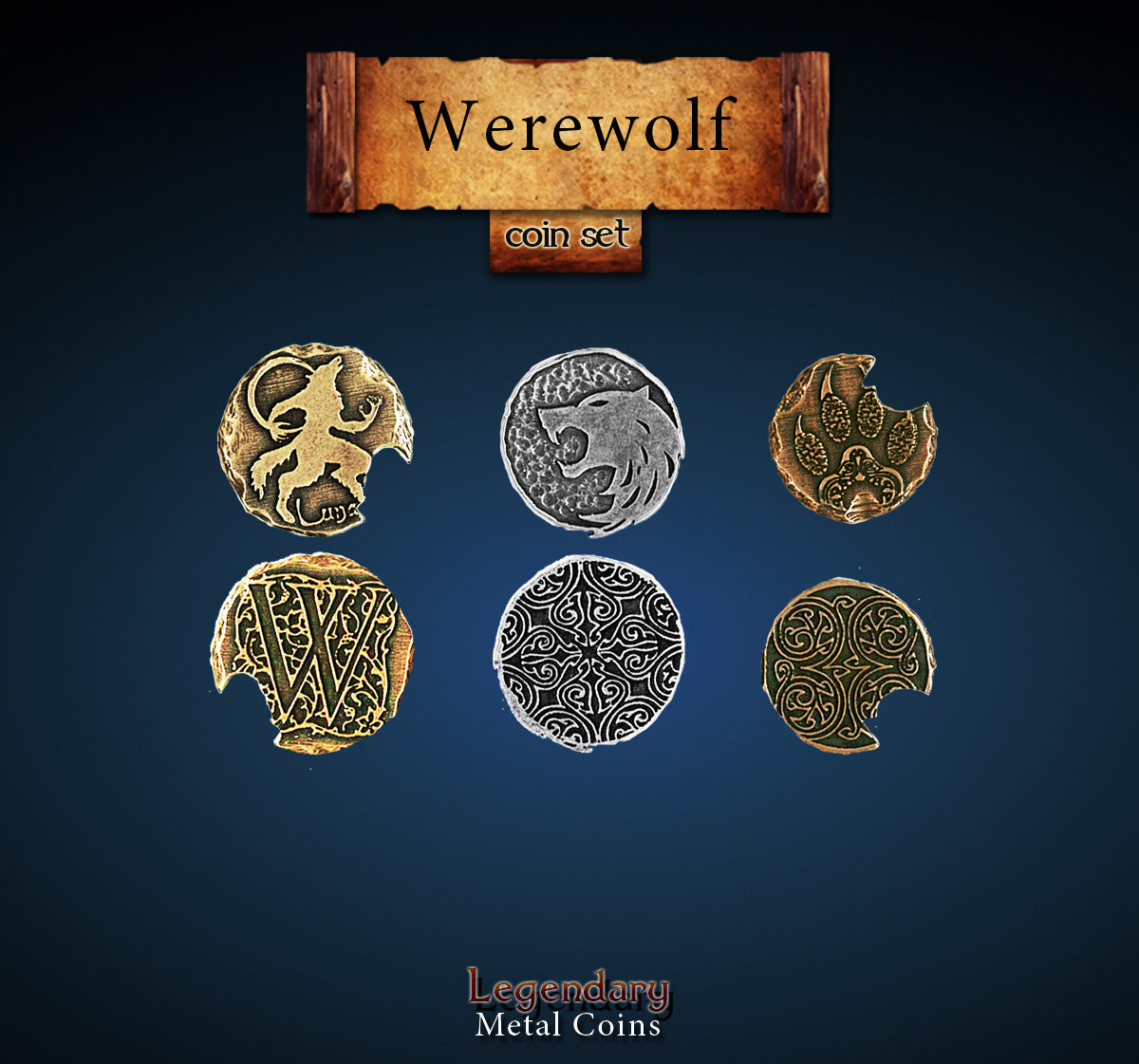 drawlab-legendary-metal-coins-werwolf-metallm-nzen-20er-set-horror image 1