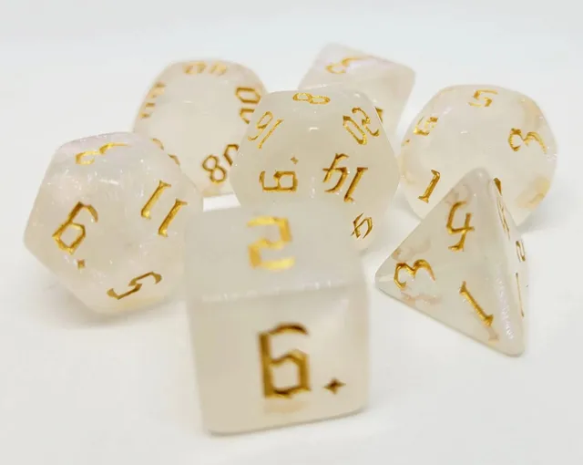 dice4friends-galaxy-milky-shine-gold-w-rfelset-7-teilig-transparent image 1