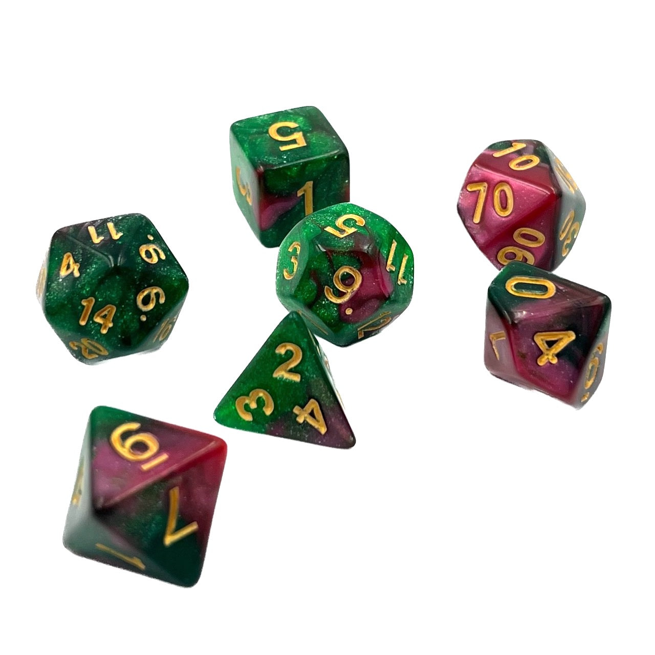 dice4friends-rpg-w-rfelset-galaxy-rose-way-7teilig-gr-n-rot image 3
