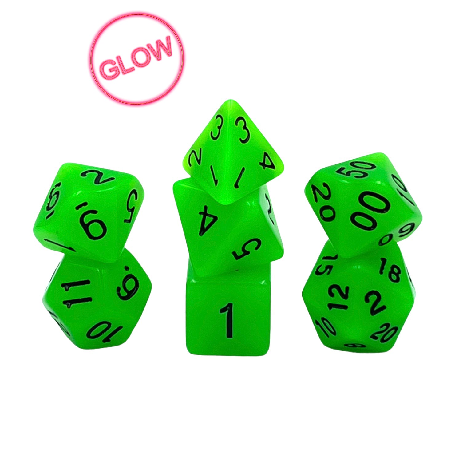 dice4friends-7-teiliges-rpg-w-rfelset-glow-green-nachtleuchtend-gr-n image 1