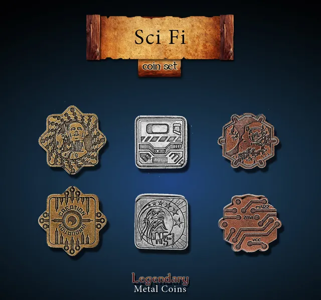 drawlab-legendary-metal-coins-sci-fi-m-nzset-20-metallm-nzen-zukunft image 1