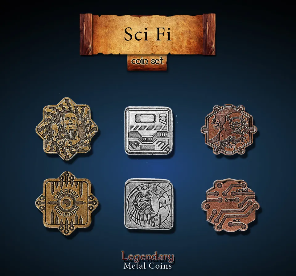 drawlab-legendary-metal-coins-sci-fi-m-nzset-20-metallm-nzen-zukunft image 1