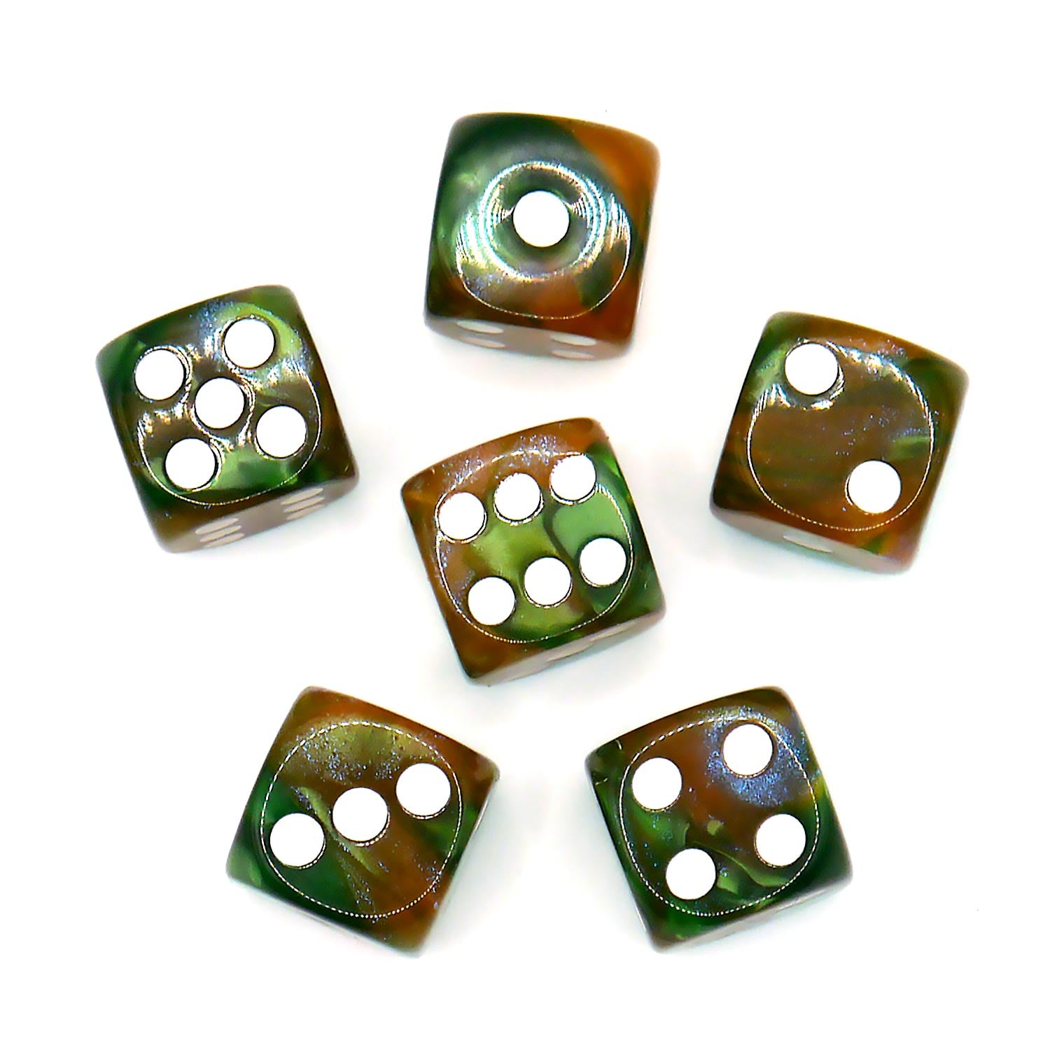 dice4friends-galaxy-d6-w-rfelset-green-amber-6x-16mm image 3