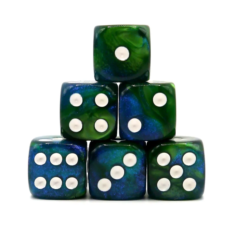 dice4friends-d6-w-rfelset-galaxy-green-blue-6-w-rfel-16mm image 1