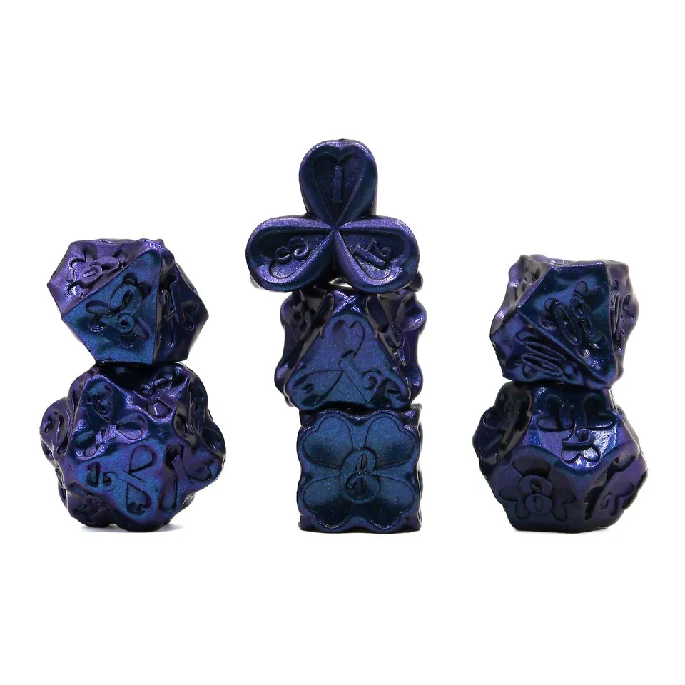 dice4friends-rpg-metall-w-rfelset-7-teilig-clover-blue-kleeblatt image 1