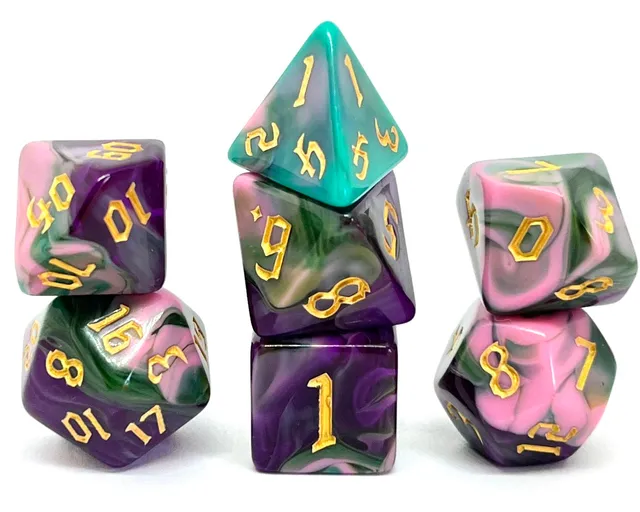 dice4friends-magic-forest-w-rfelset-7-teilig-t-rkis-pink-lila image 1