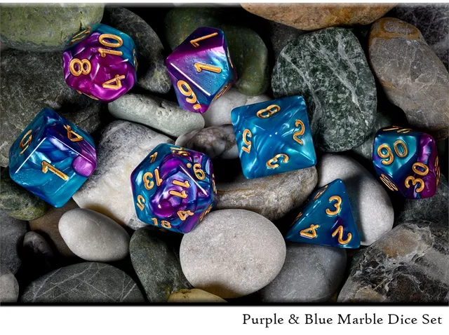 drawlab-rpg-dice-sets-purple-blue-marble-w-rfelset-7-teilig image 1