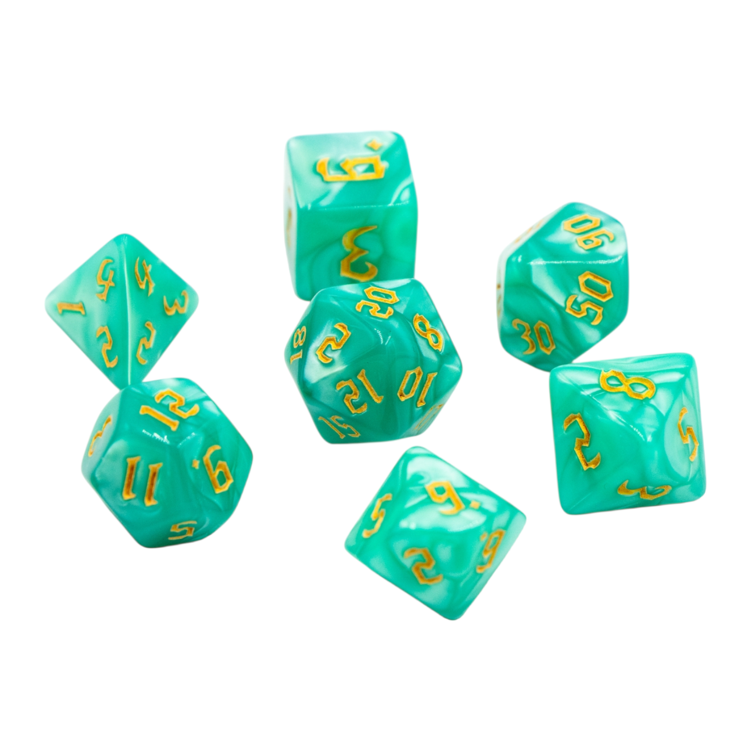 dice4friends-7-teiliges-rpg-w-rfelset-pearl-sea-grass-t-rkis-7-w-rfel image 2