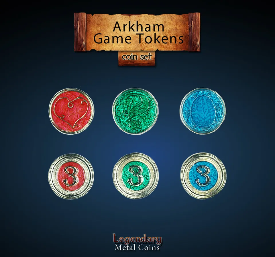 drawlab-legendary-metal-coins-arkham-token-metall-12er-set-cthulhu image 1