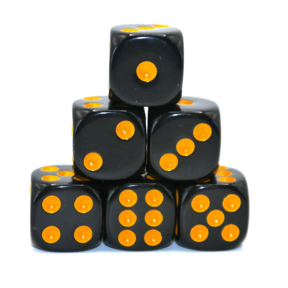 dice4friends-opaque-black-yellow-d6-set-6x-16mm image 1