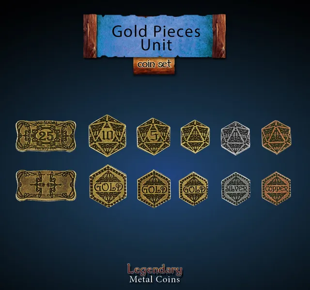 drawlab-legendary-metal-coins-gold-pieces-units-metallm-nzen-24er-set image 1