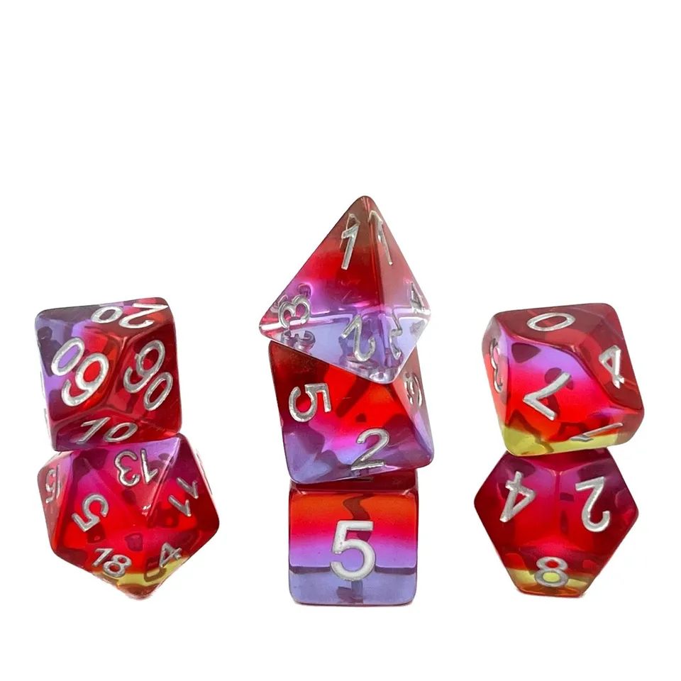 dice4friends-7-teiliges-rpg-w-rfelset-pomegranate-transparent-w-rfel-lila image 1