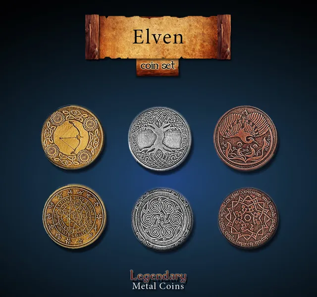 drawlab-legendary-metal-coins-elven-set-metallm-nzen-20er image 1