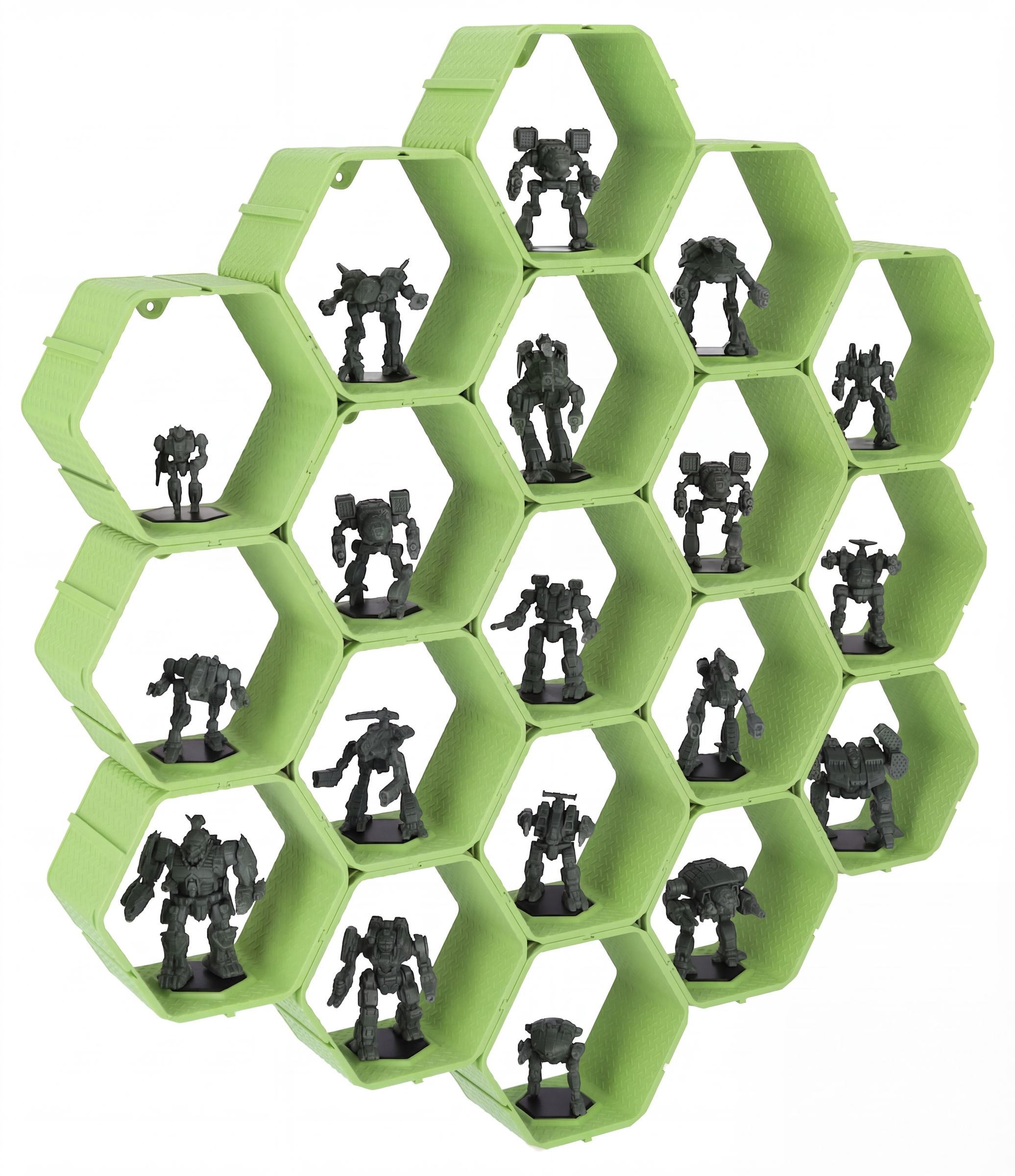 feldherr-accessories-hexagon-wall-shelf-battlemechs-silber-display image 3