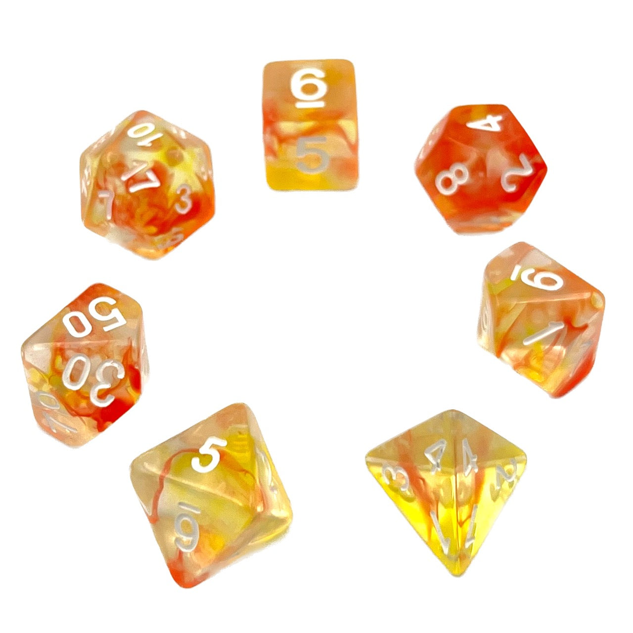dice4friends-7-teiliges-rpg-w-rfelset-transparent-orange-swirl-7-w-rfel image 2