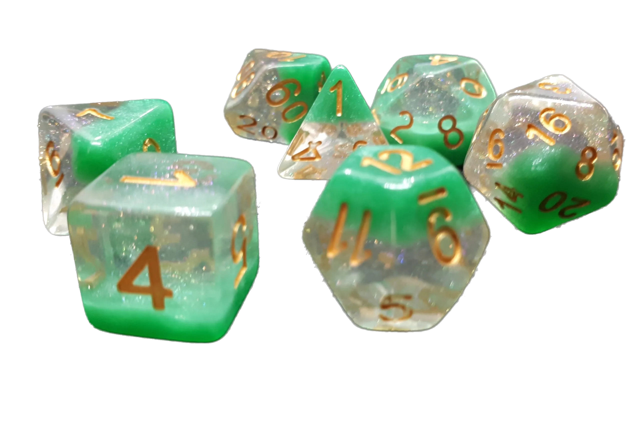 dice4friends-7-tlg-rpg-w-rfelset-galaxy-snowflake-green-w-rfel-7er image 1