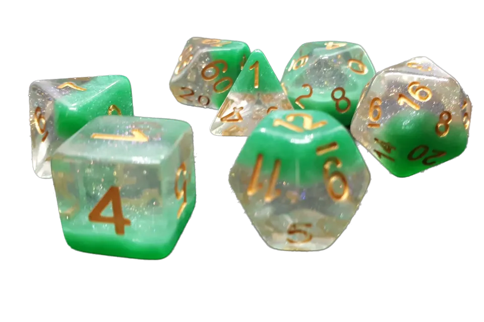 dice4friends-7-tlg-rpg-w-rfelset-galaxy-snowflake-green-w-rfel-7er image 1