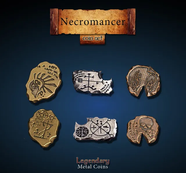 drawlab-legendary-metal-coins-nekromant-metallm-nzen-20er-set-horror image 1