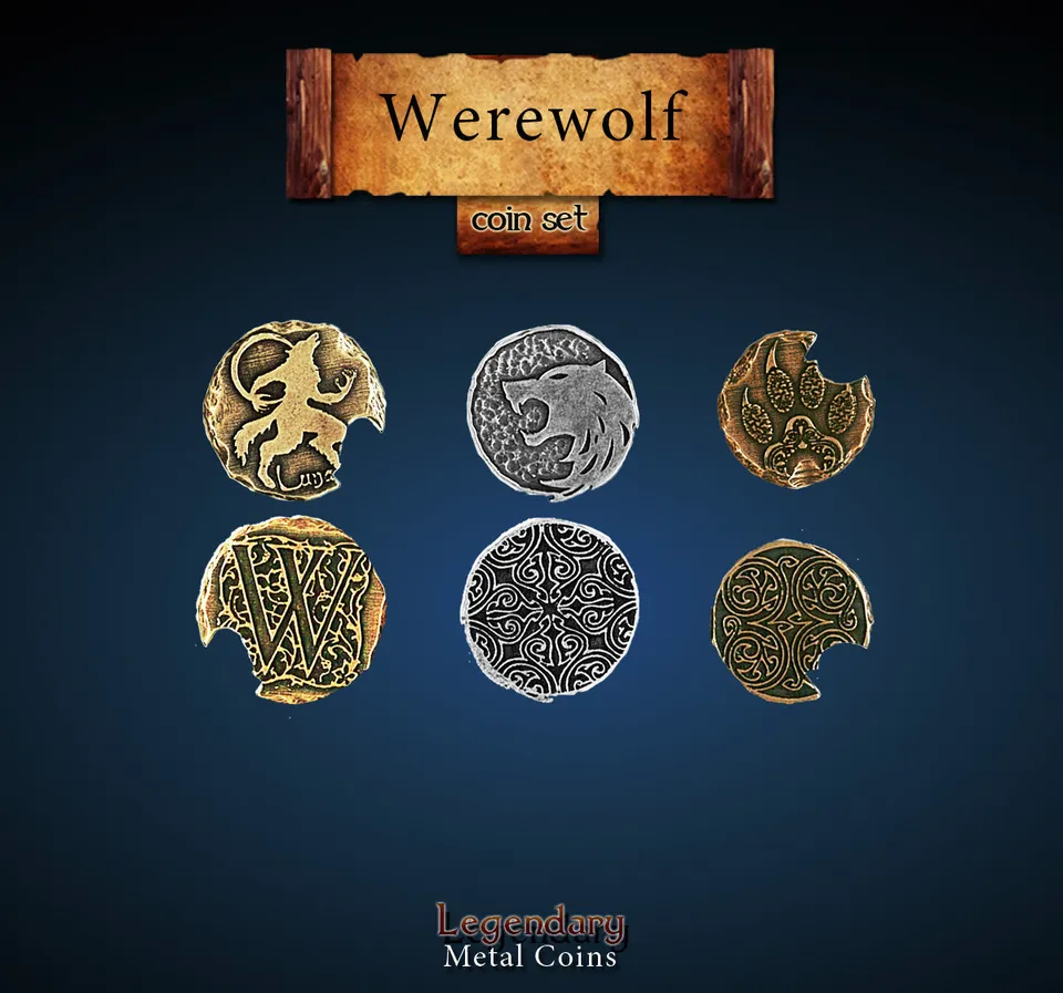 drawlab-legendary-metal-coins-werwolf-metallm-nzen-20er-set-horror image 1