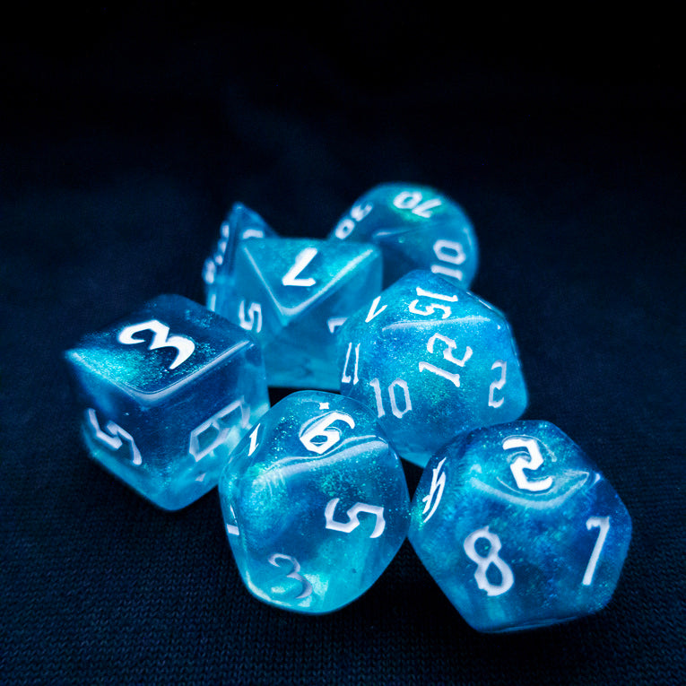 drawlab-rpg-dice-sets-ocean-arctic-blue-marble-w-rfelset-7-w-rfel image 1