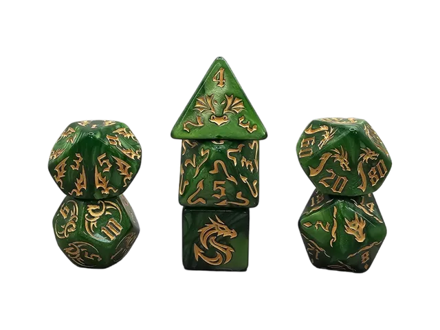 dice4friends-dragon-green-7-teiliges-rpg-w-rfelset-gr-n-gold image 1