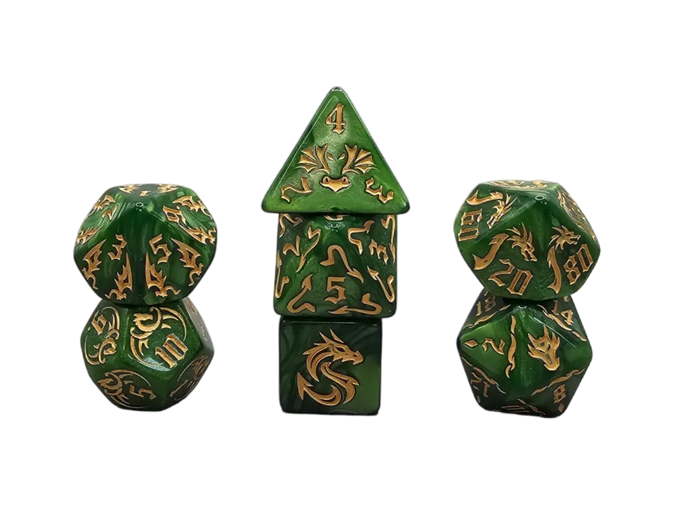 dice4friends-dragon-green-7-teiliges-rpg-w-rfelset-gr-n-gold image 1