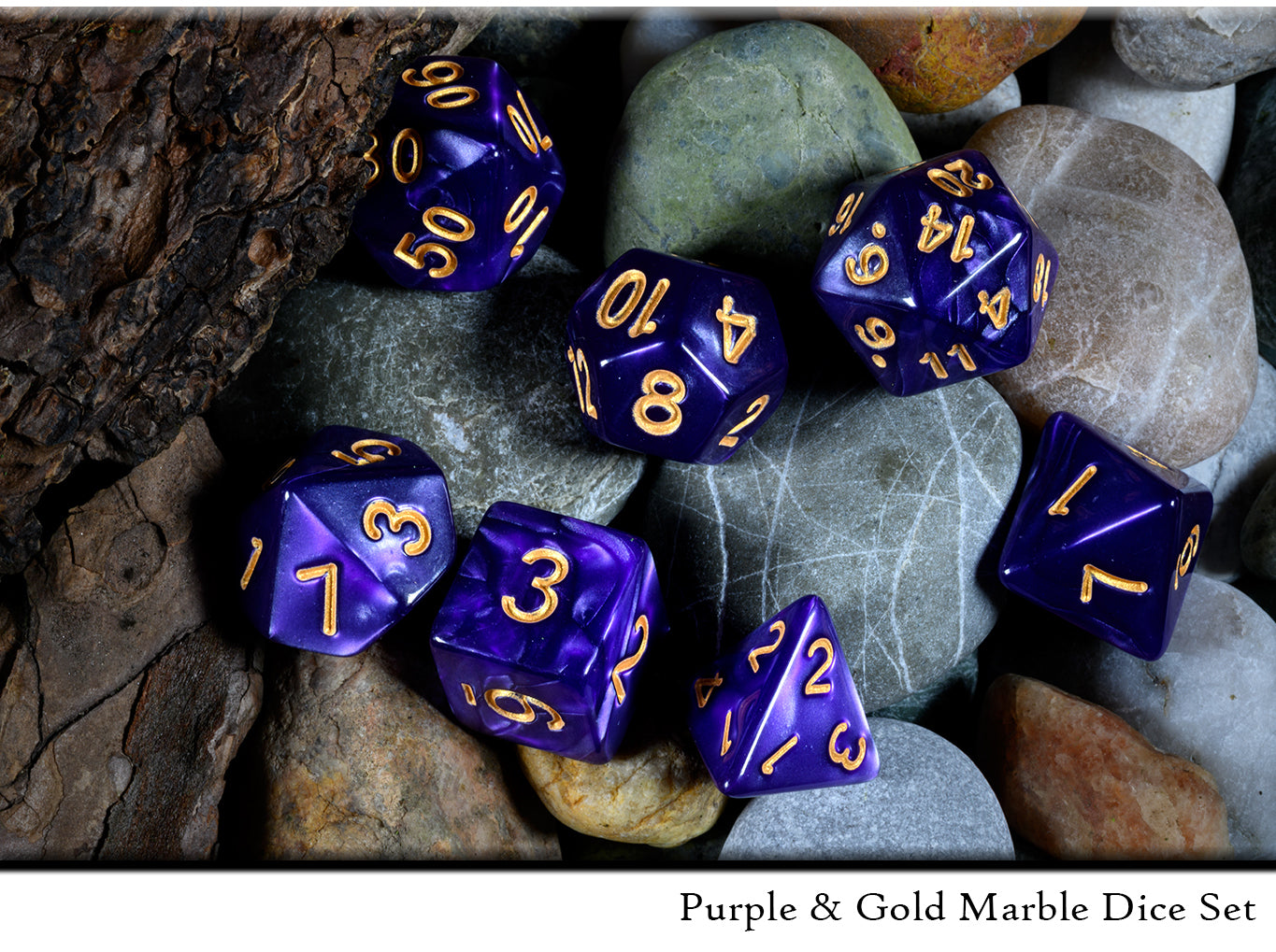drawlab-rpg-dice-sets-w-rfelset-purple-gold-marble-7-teilig image 1