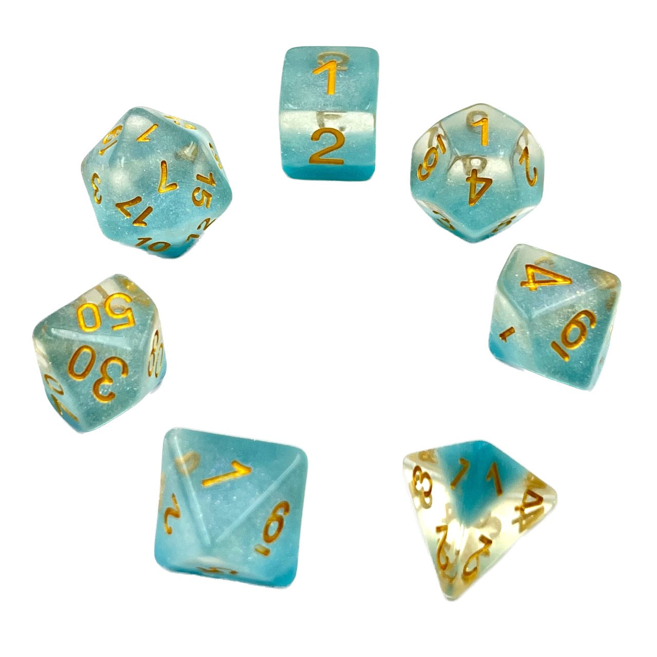 dice4friends-galaxy-snowflake-blue-w-rfelset-7-teilig-blau-transparent image 2