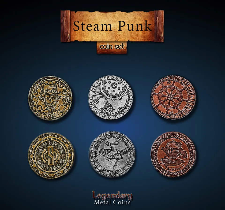 drawlab-legendary-metal-coins-steampunk-metallm-nzen-20er-steampunk image 1
